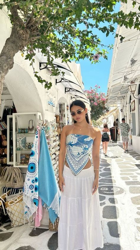 Girl wearing Silk scarves as a halter top
