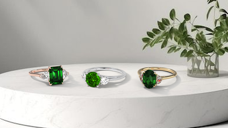 three-stone emerald rings
