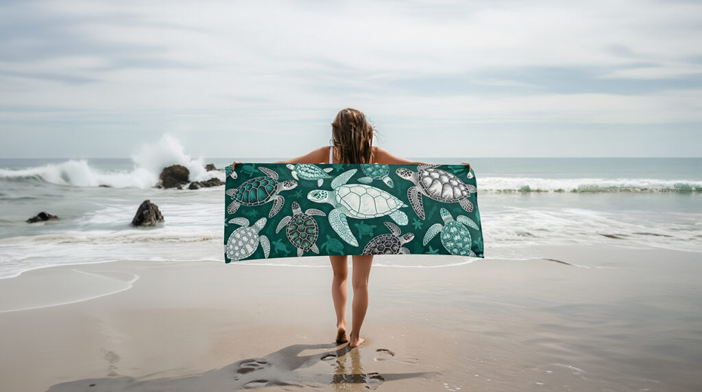 green turtle beach towel