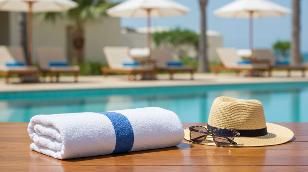 single blue striped beach towel