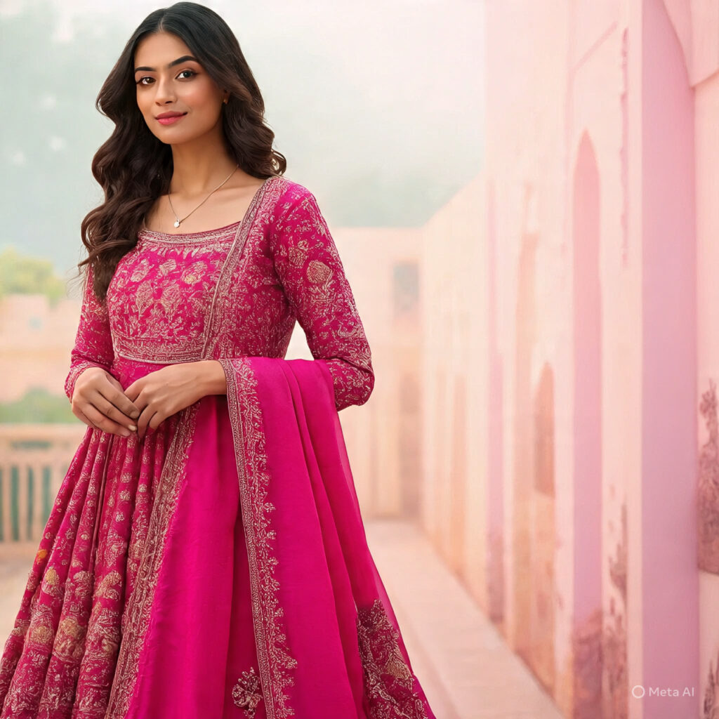 pink Anarkali dress