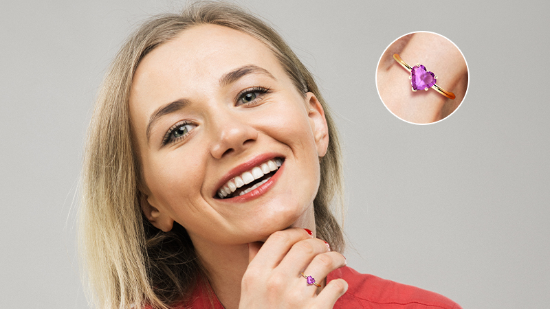 woman wearing lavender sapphire ring