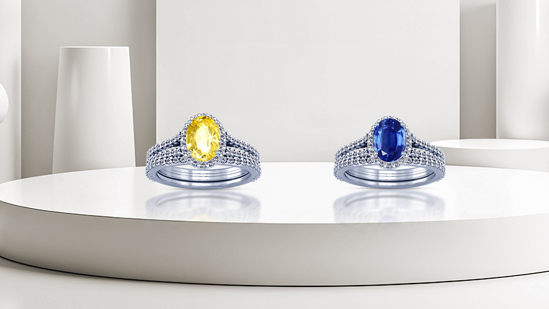 Halo Sapphire Wedding Bands