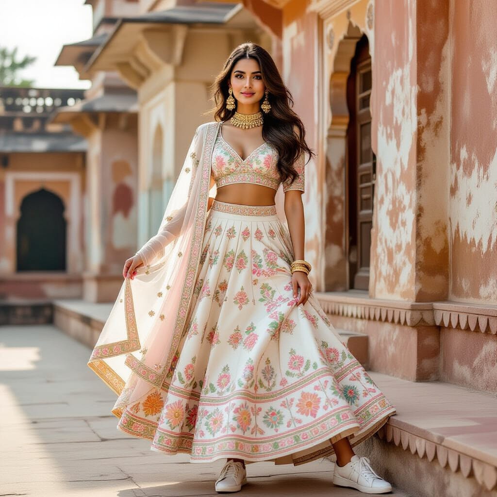 model wearing beautiful Indian ethnic wear dress