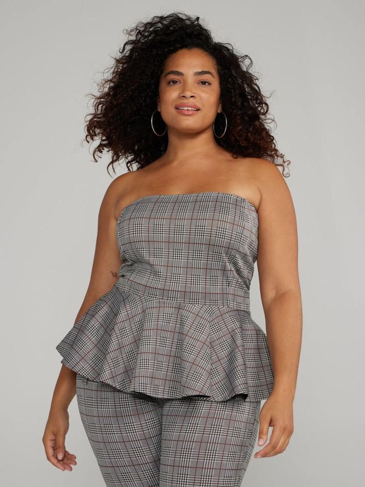 checkerd peplum tops