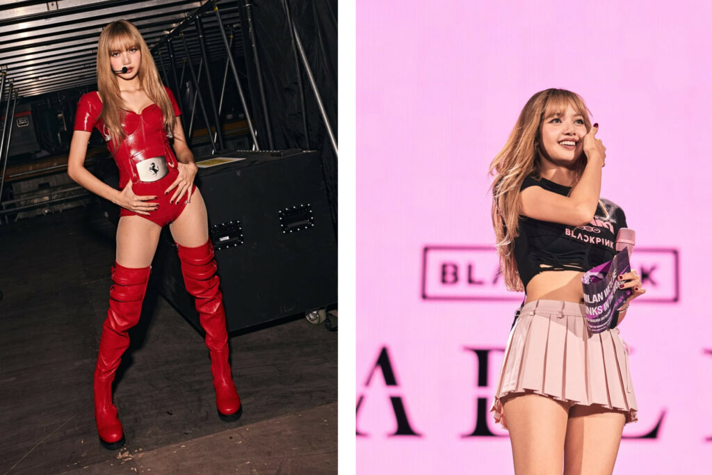 Style Sensation: Blackpink Lisa Takes Center Stage in Milan with Ferrari Bodysuit and Threetimes Pleated Skirt at Deadline World Tour