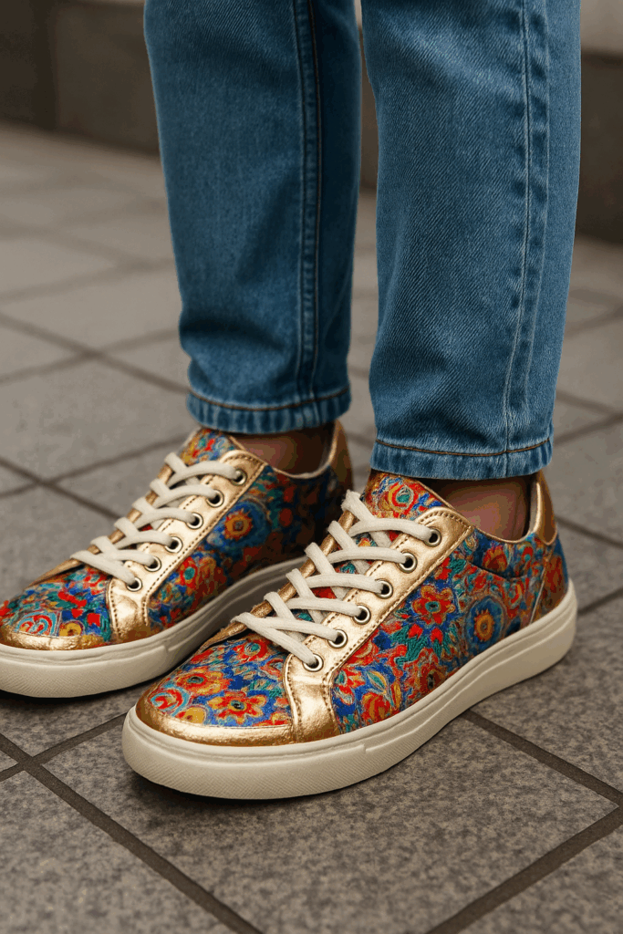 Bright sneakers statement pieces