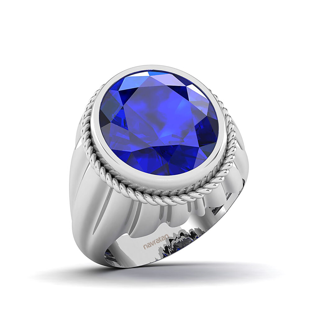 blue sapphire mens ring
