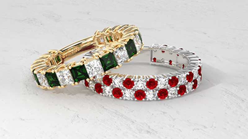 wedding band emerald and ruby