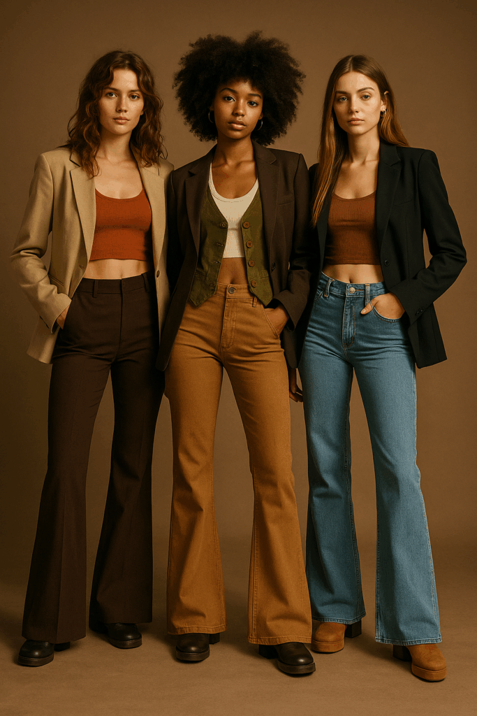 3models in crop tops and jeans show what's trending this year