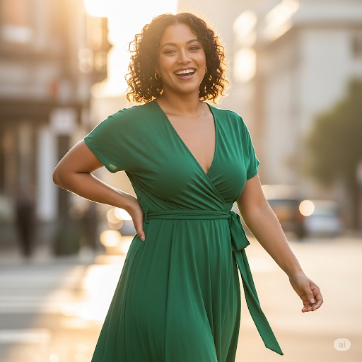 dressing for your body shape woman in green dress with hourglass body shape