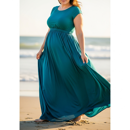 woman in blue dress and apple body shape