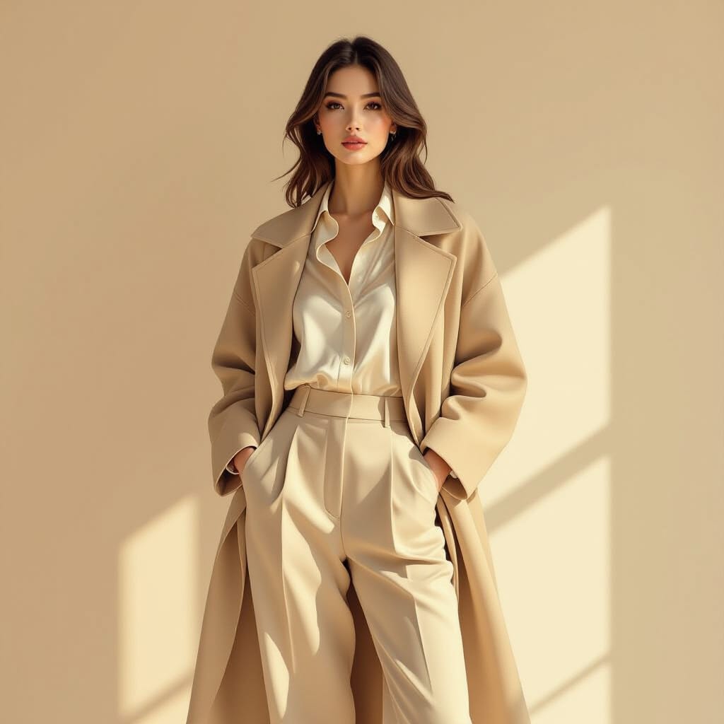 model in beige monochromatic ensembles