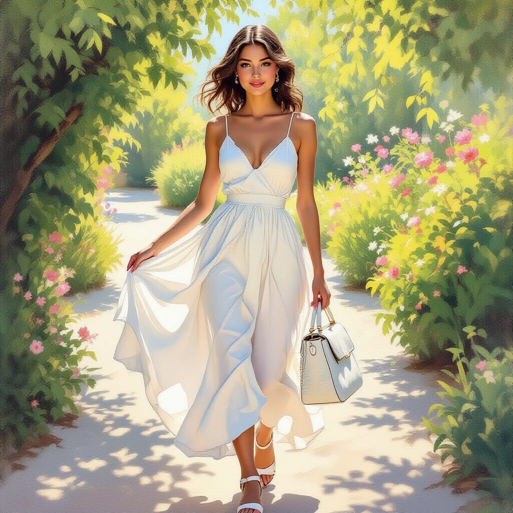 model in white dress and shoes