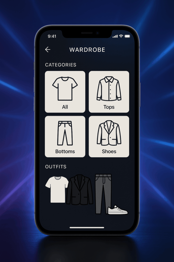 phone image of a digital closet