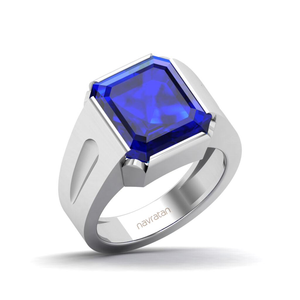 Mens blue sapphire ring by Navratan