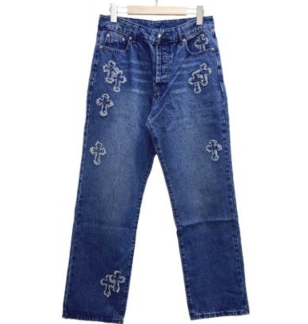 Chrome Hearts jeans with white edge crosses