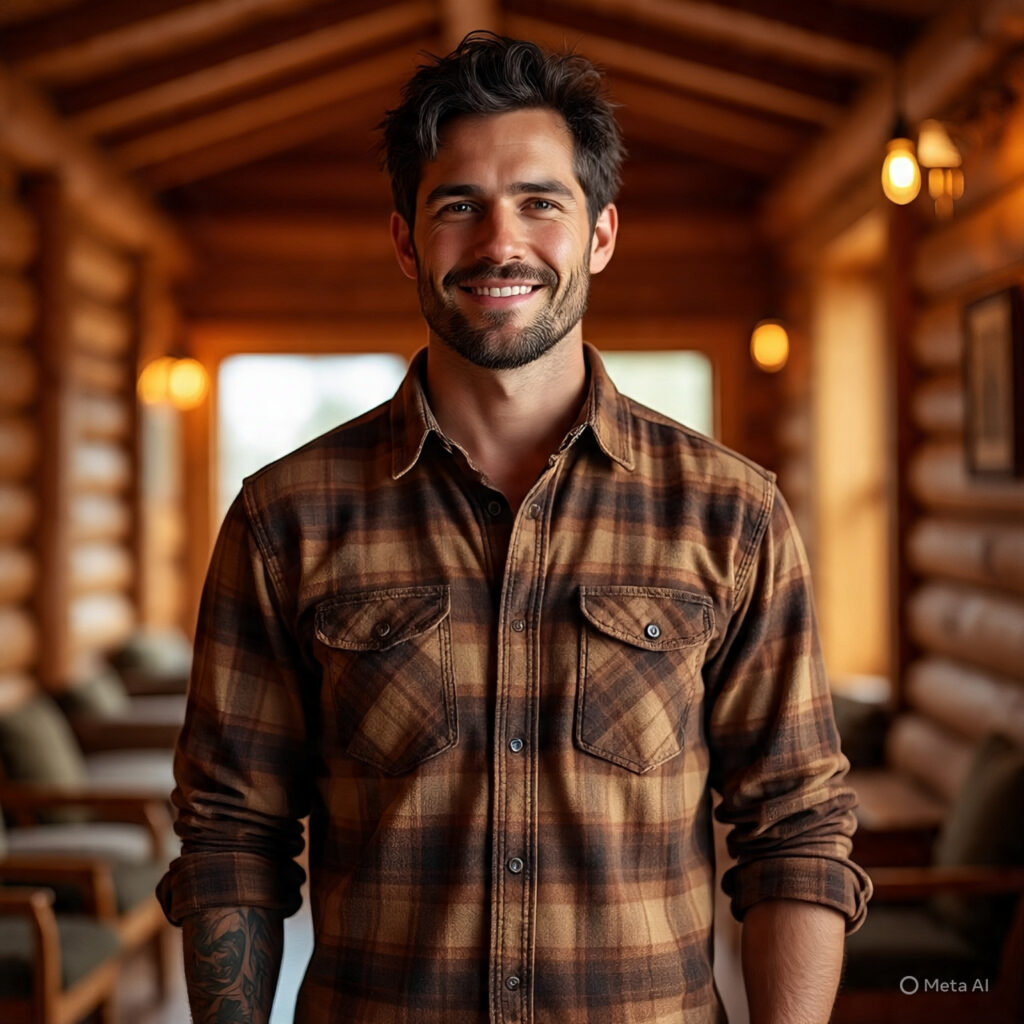 man wearing a flannel shirt that fits well
