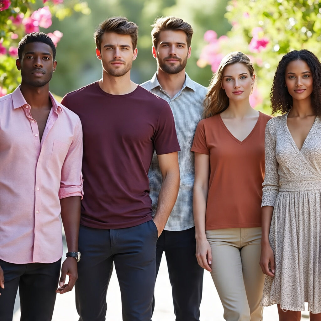 group of people wearing clothes that fit well