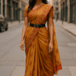 Woman in orange saree