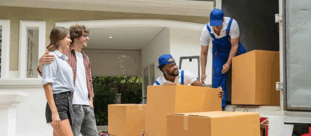 couple using professional packers and movers to move thier home