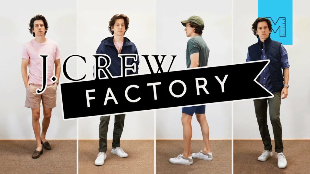 Model wearing 4 different J. Crew outfits to show J.Crew Factory coupons