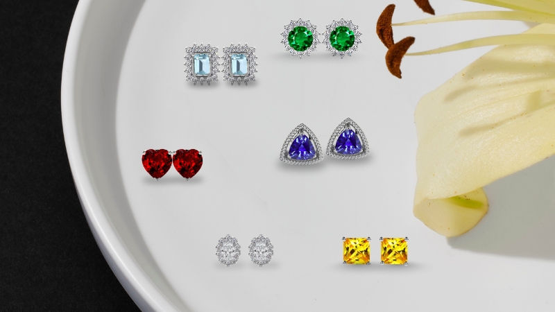 various Gemstone earrings and stud earrings