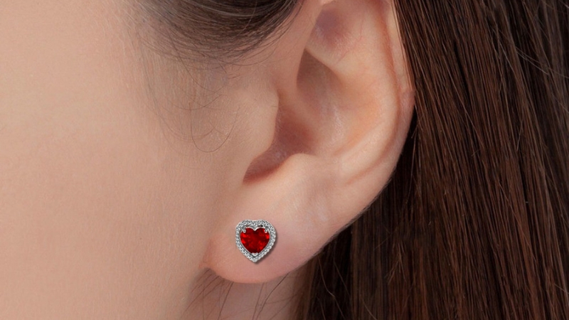 ruby heart Gemstone earrings