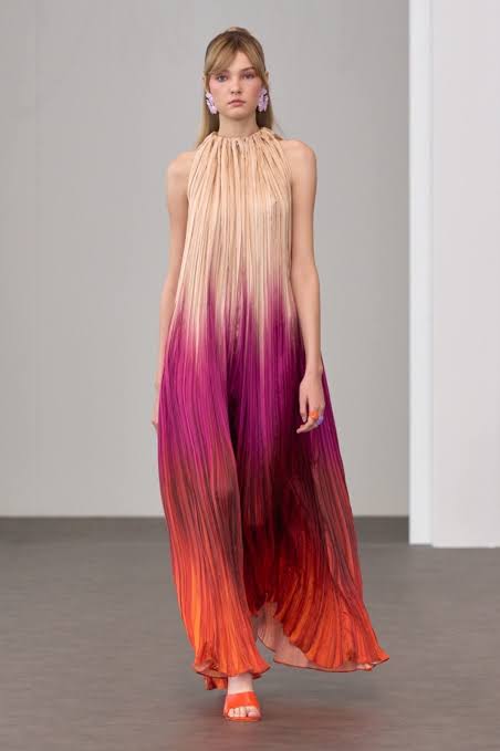 Dubai Fashion Week model in multi colored dress