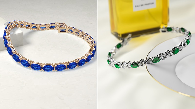 Bracelets for women - sapphire and emerald