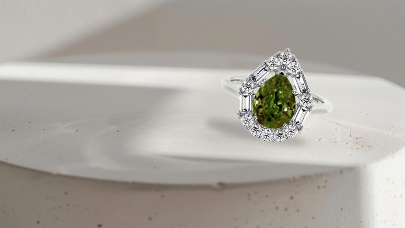 singel example of teardrop natural alexandrite rings