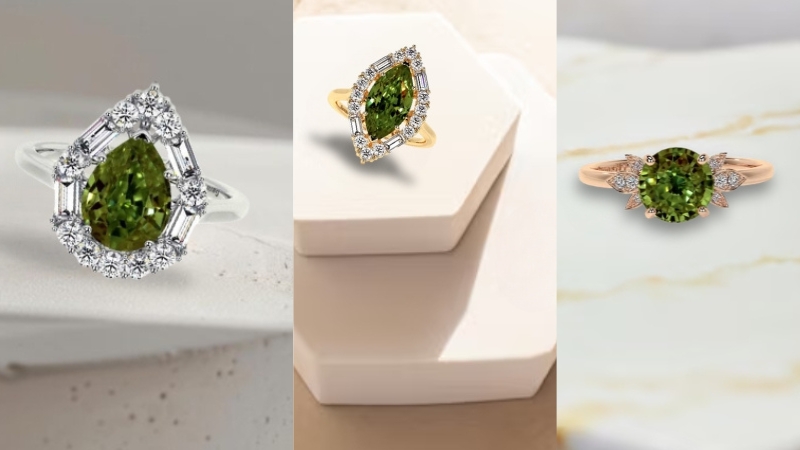 3 examples of natural alexandrite rings