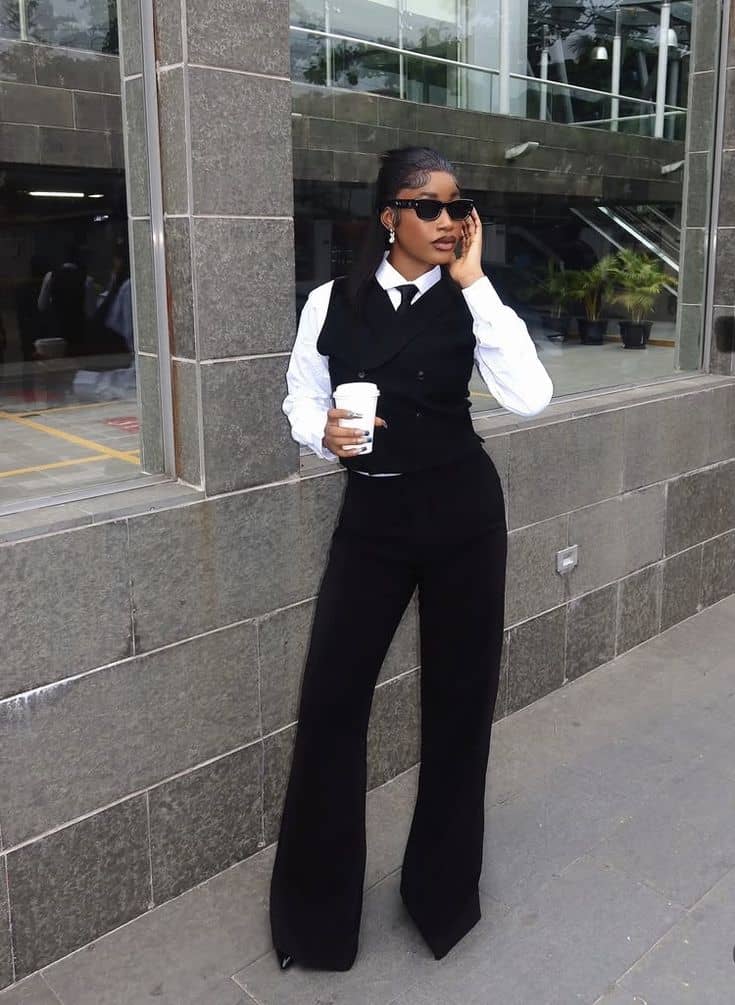 Model wearing a female version of ties.