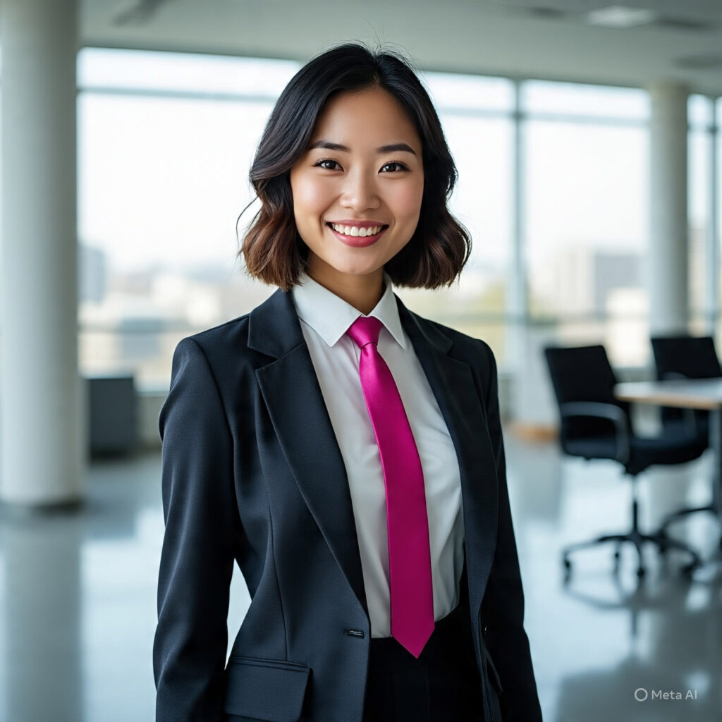 asian model in red ties