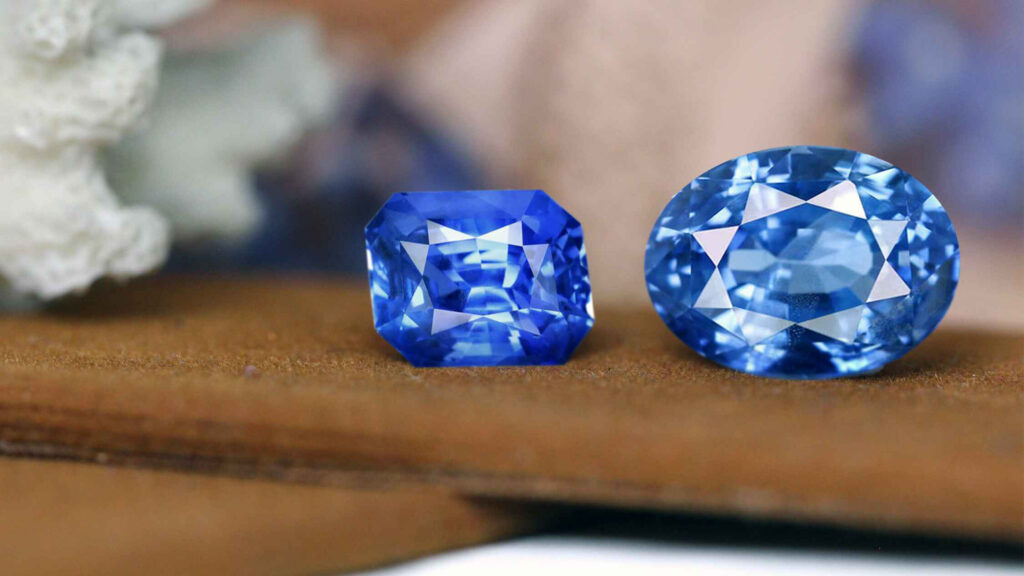 2 original blue sapphire gemstones