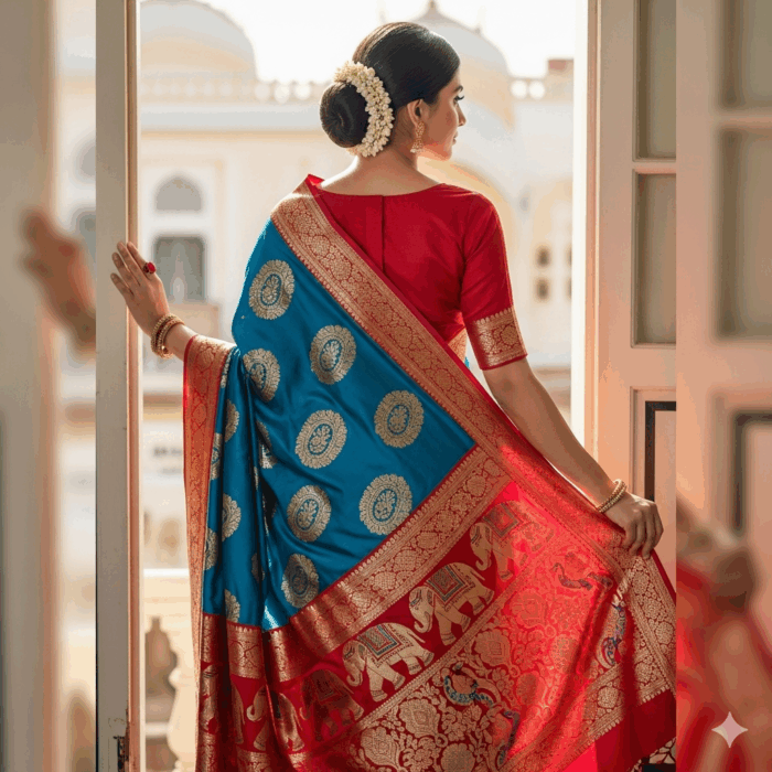 Woman is wearing Art Silk Saree