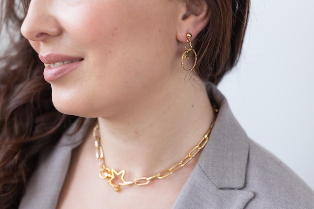 Ear with diamond stud earrings