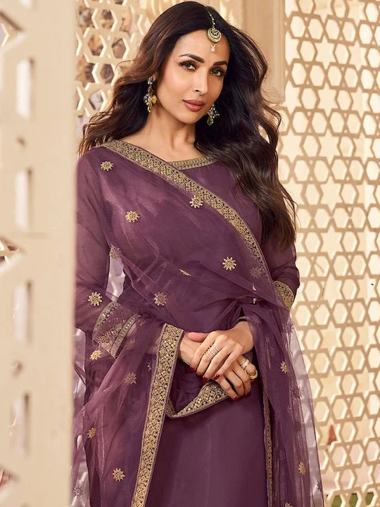 Purple kurti neck design
