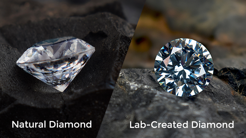 natural and Lab created diamond side by side