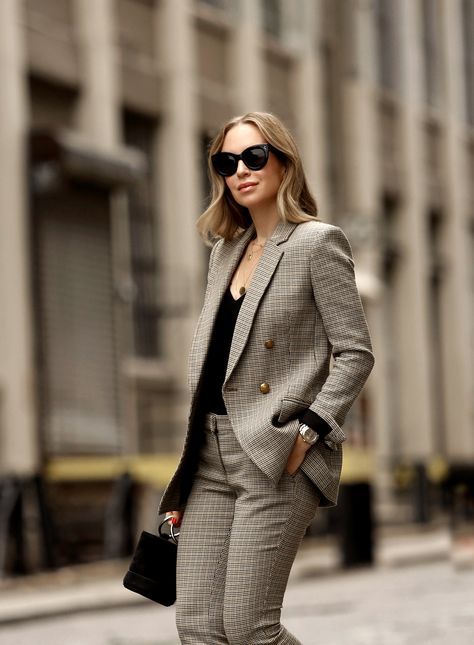 Checkered Power Suits for Petite Women