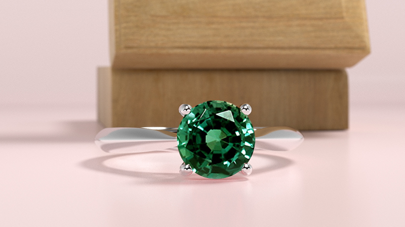 Alexandrite Solitaire Ring In White Gold