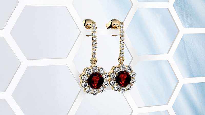 Red Spinel Dangling Earrings