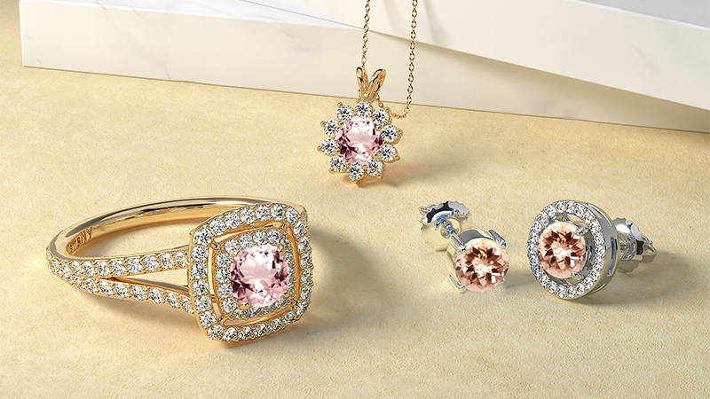 Morganite Gemstone Jewelry set