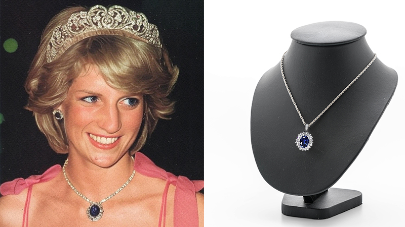blue sapphire pendant of princess Di