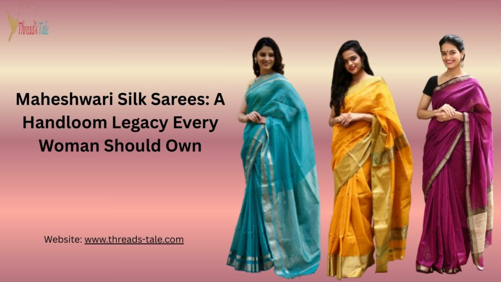 Blue, yellow, and pink Maheshwari Silk Sarees