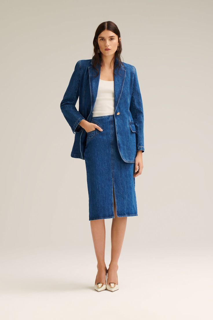 Streamlined Street Style Long Denim Pencil Skirt