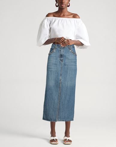 Simple Classy Appeal using Long Denim Pencil Skirt.