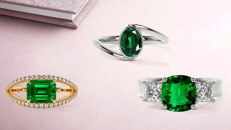 three-stone emerald rings