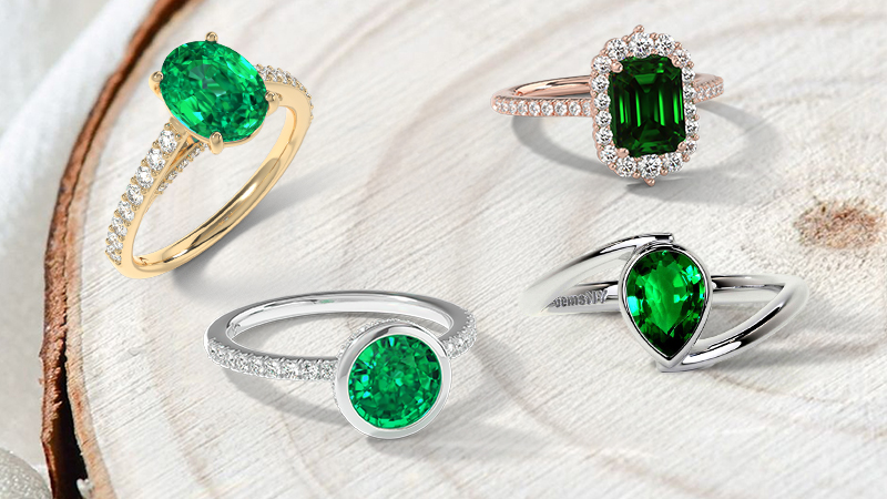 three-stone emerald rings 2