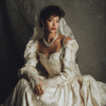 attractive woman wearing vintage wedding dresses